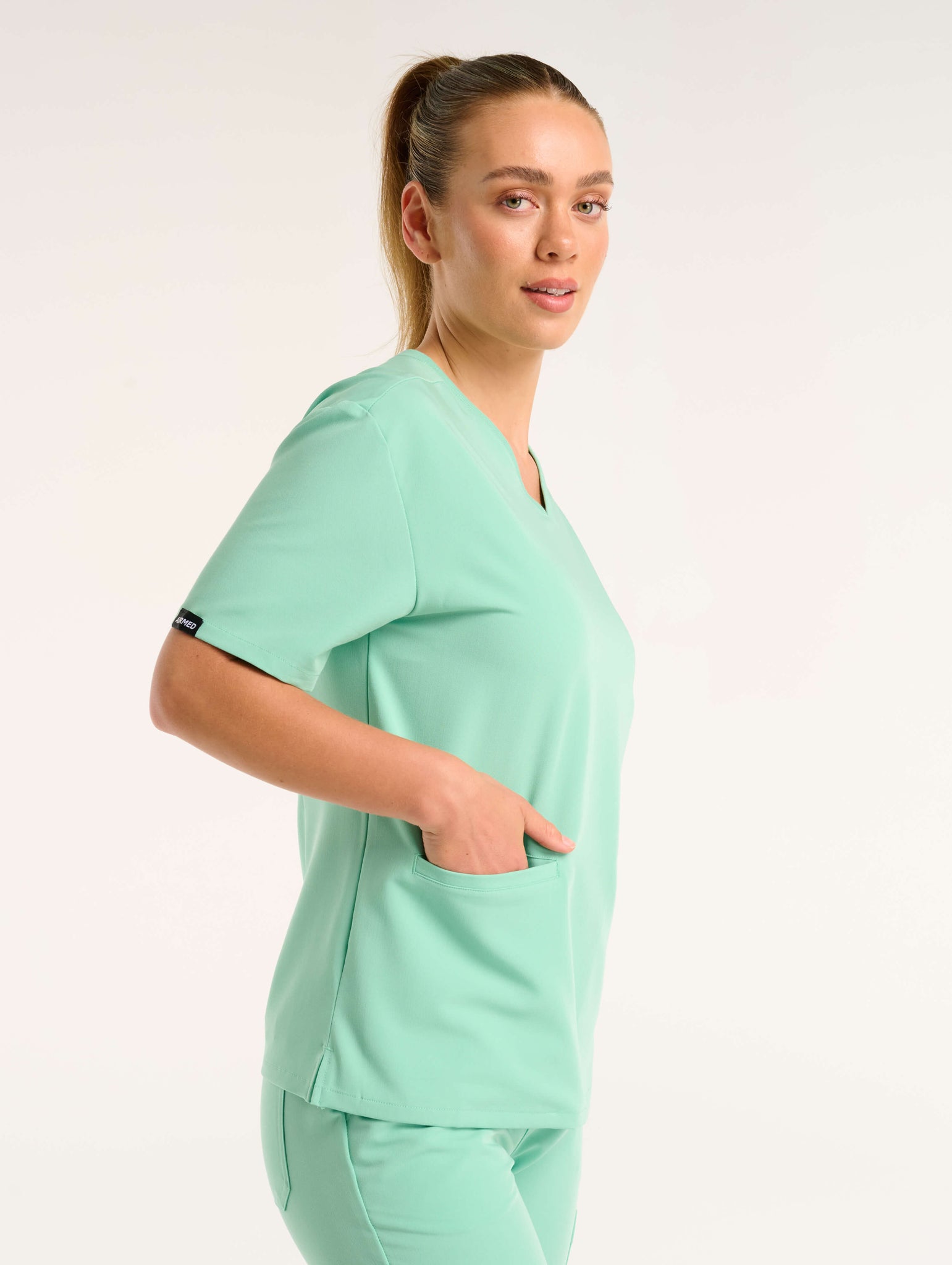 Essential V Neck Scrub Top - Ocean Mint