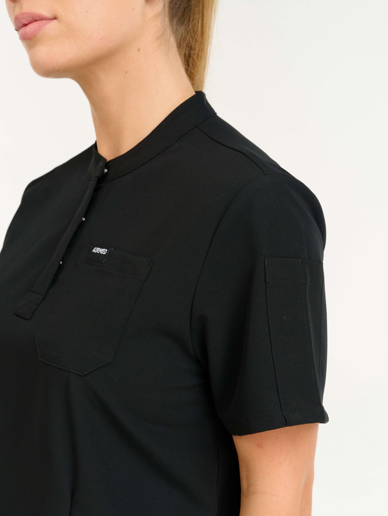 Aspire Mock Neck Scrub Top - Black