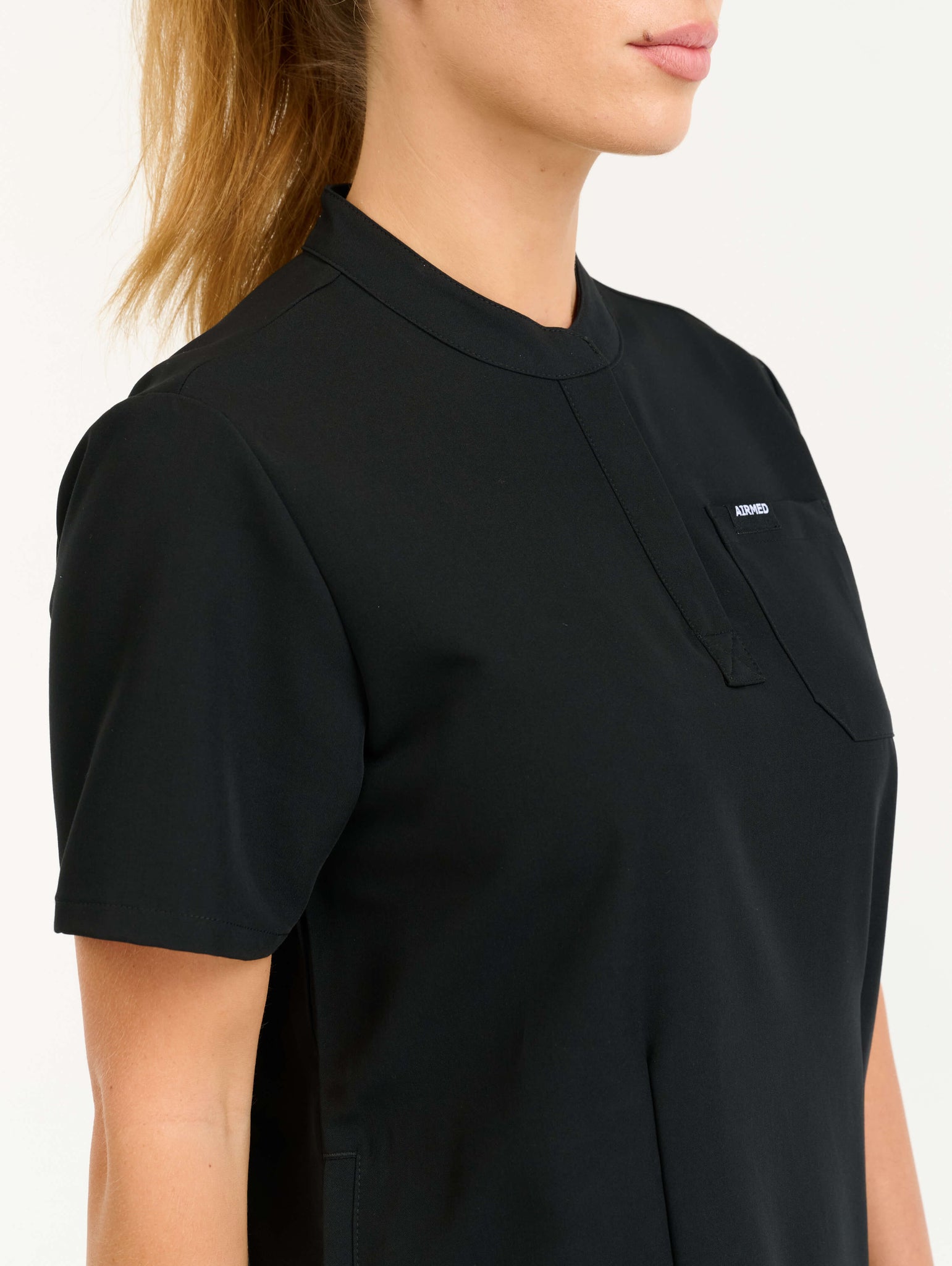 Aspire Mock Neck Scrub Top - Black