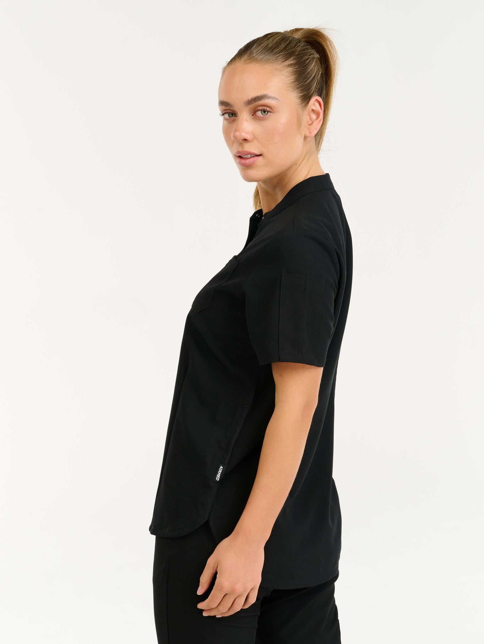 Aspire Mock Neck Scrub Top - Black