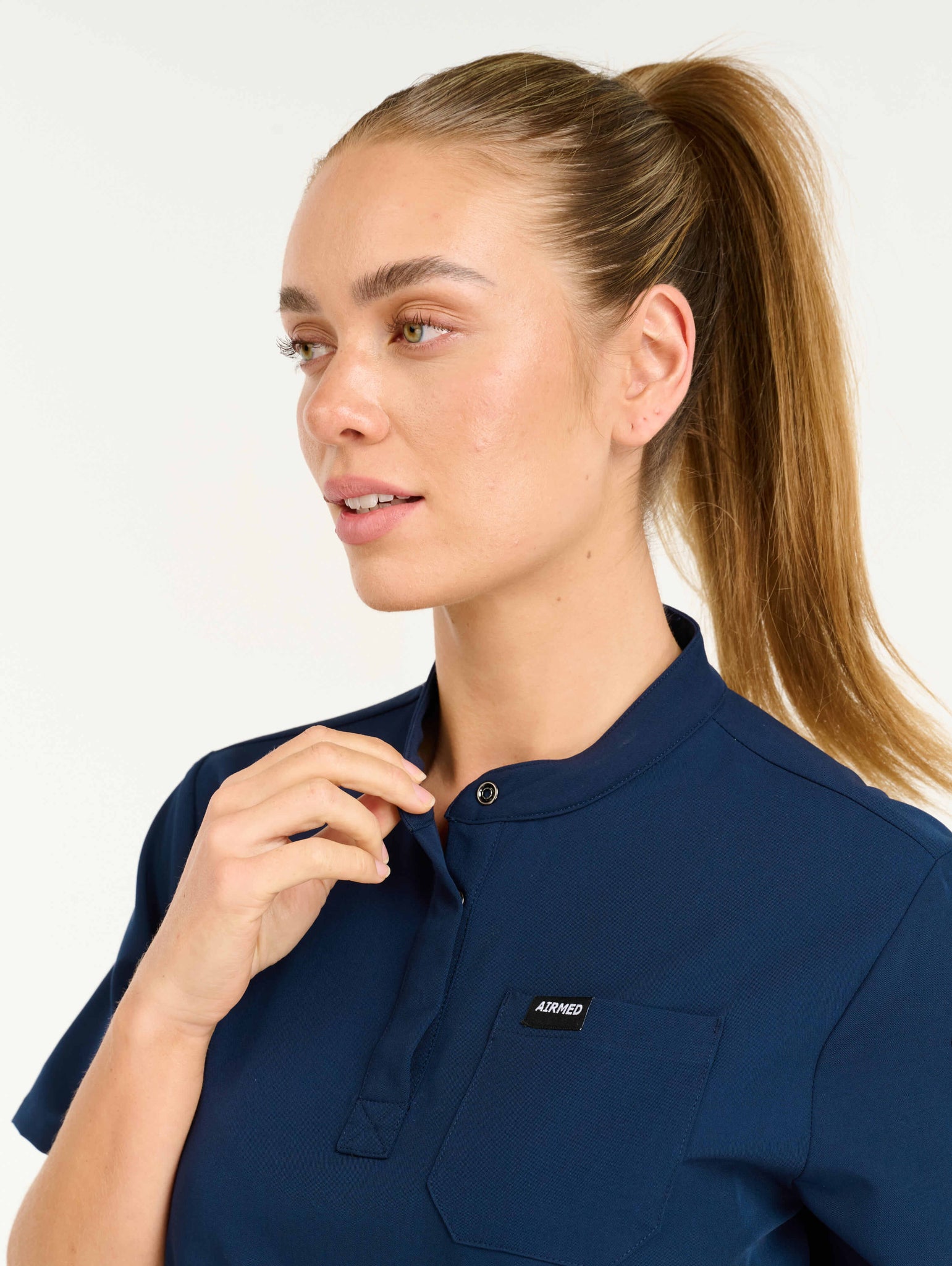 Aspire Mock Neck Scrub Top - True Navy