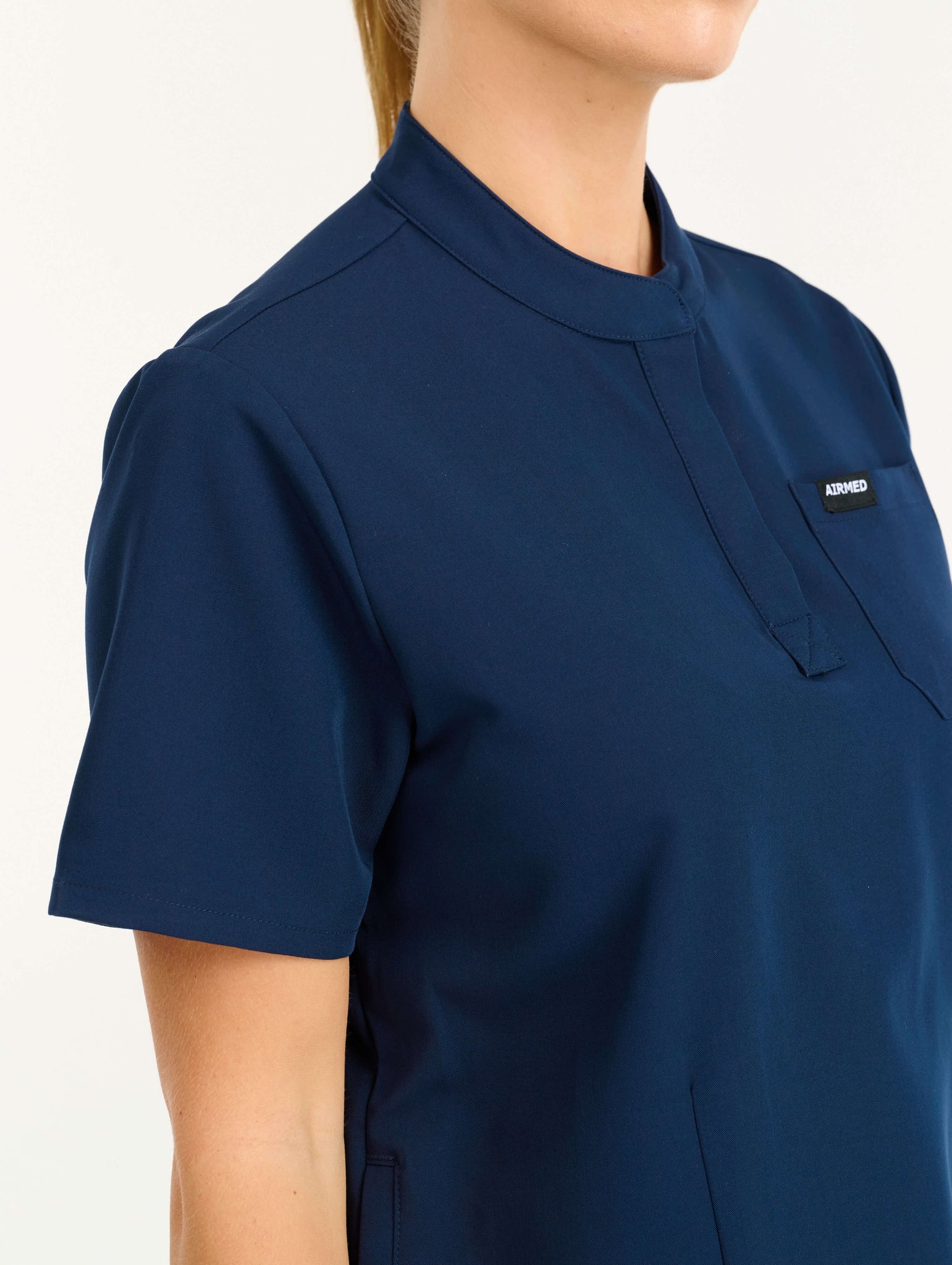 Aspire Mock Neck Scrub Top - True Navy
