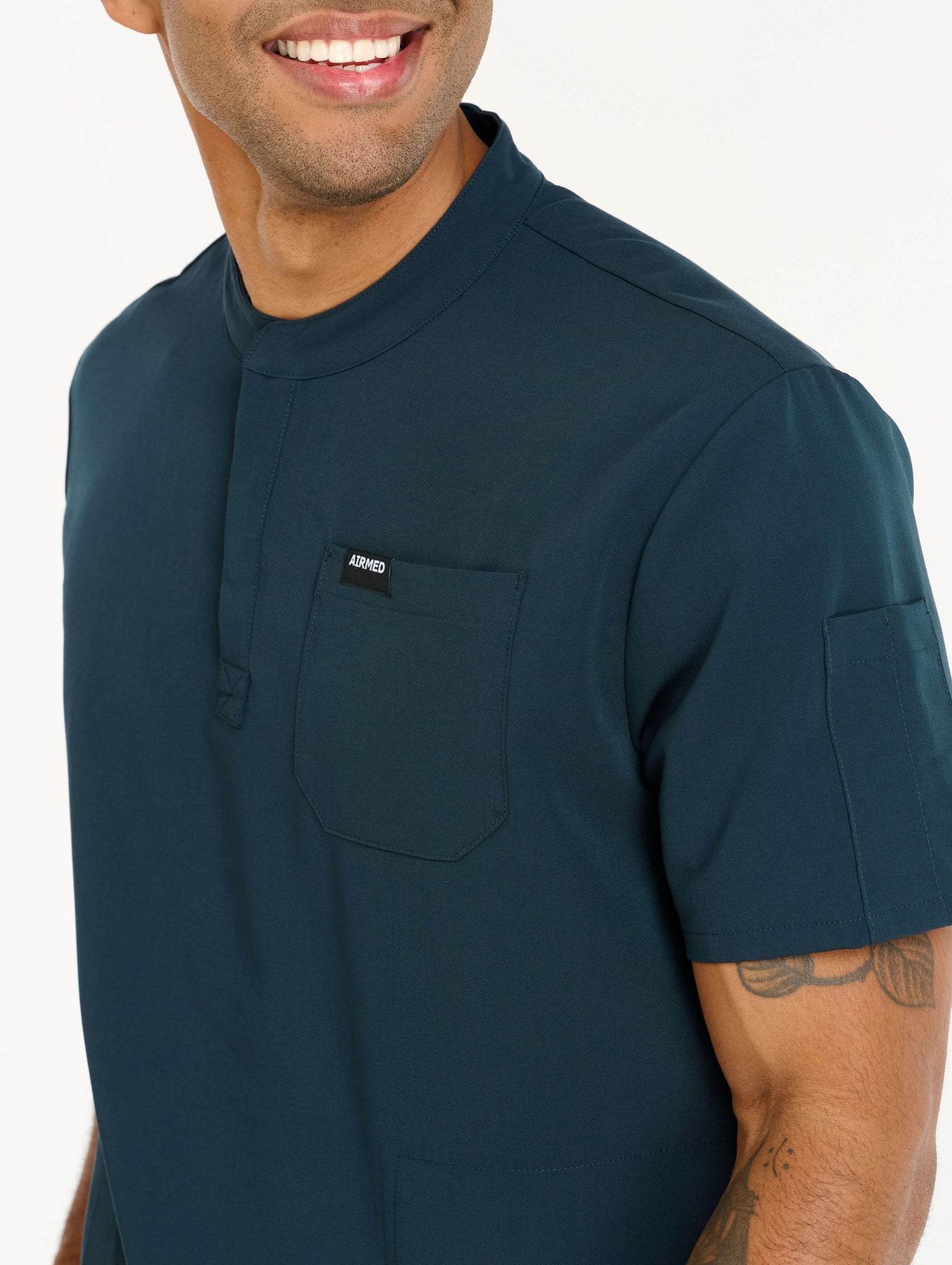 Aspire Mock Neck Scrub Top - Midnight Navy