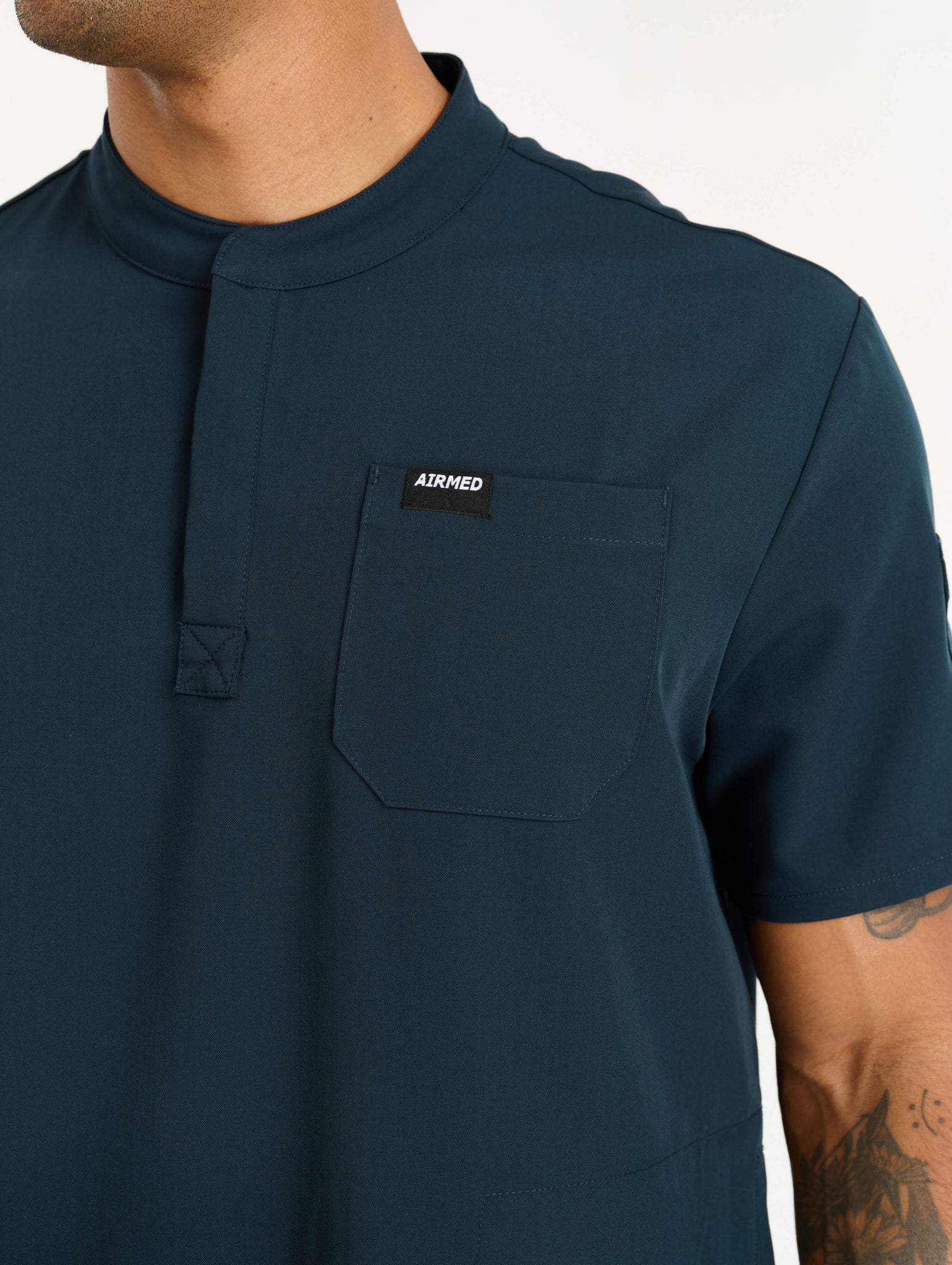 Aspire Mock Neck Scrub Top - Midnight Navy