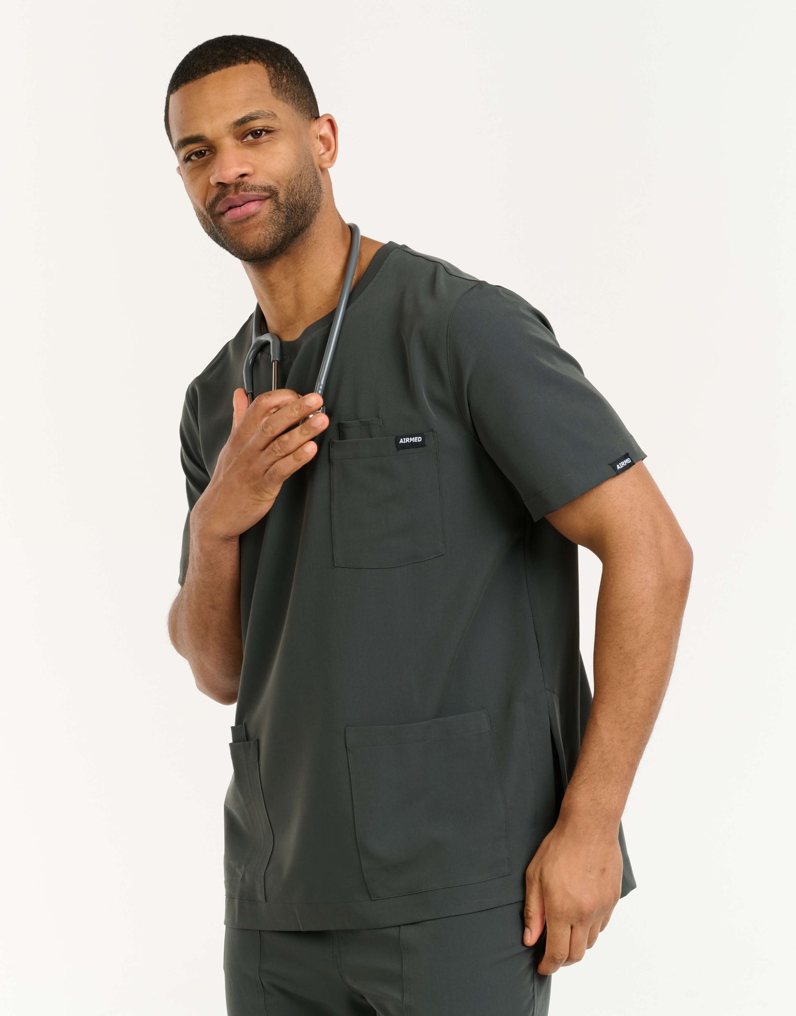Essential Crewneck Scrub Top - Asphalt