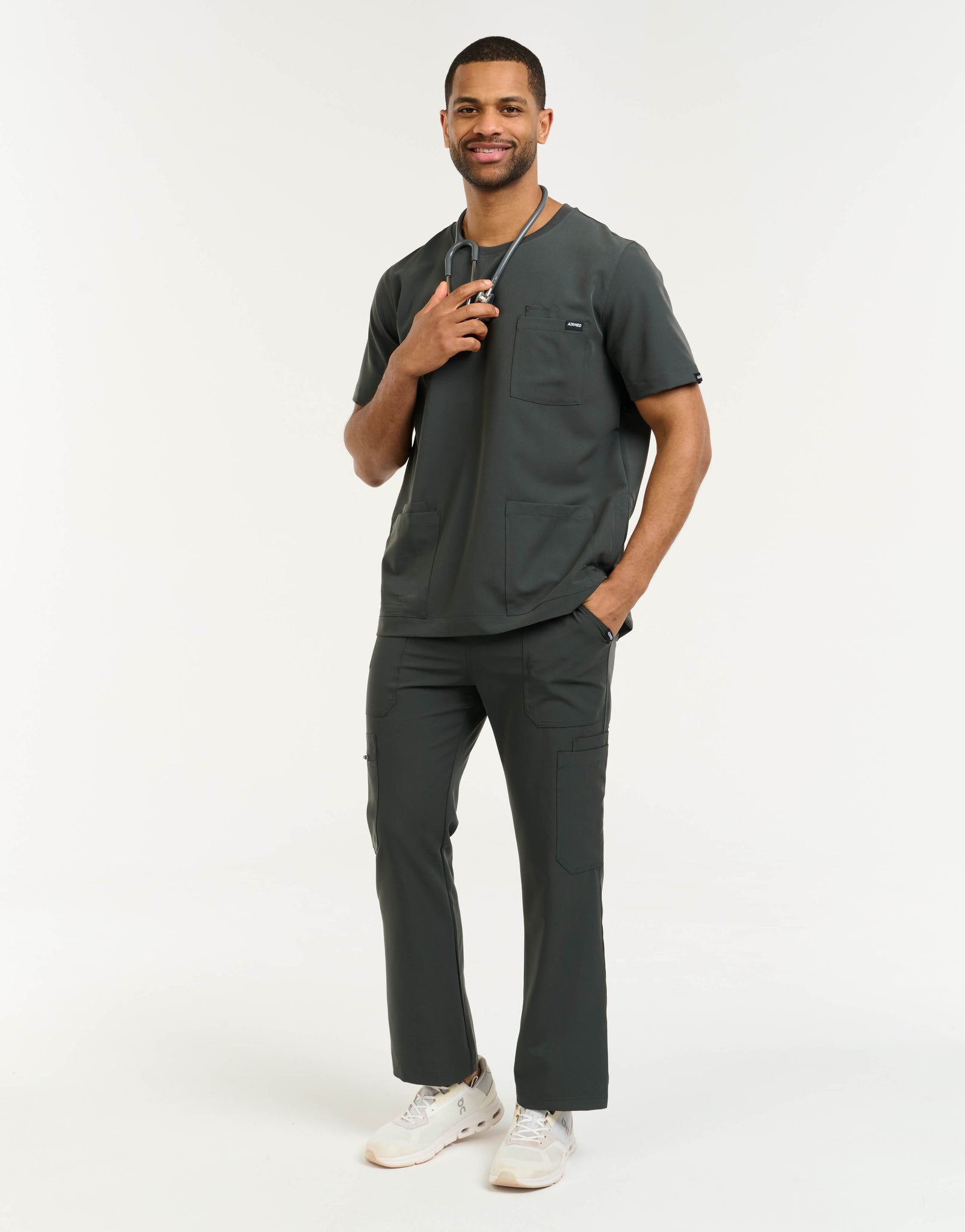 Essential Crewneck Scrub Top - Asphalt