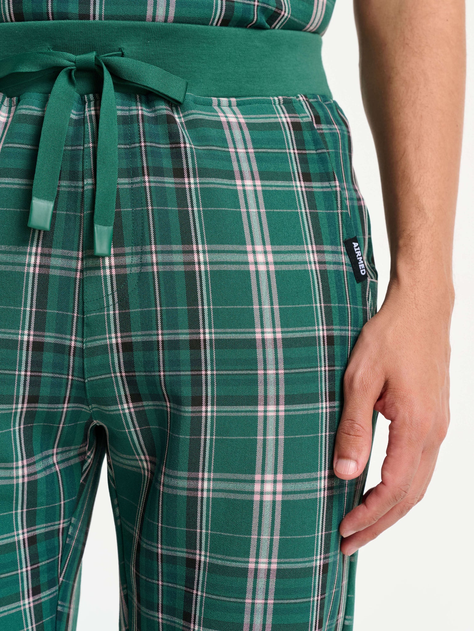 Essential Jogger Scrub Pants - Pink & Green Tartan