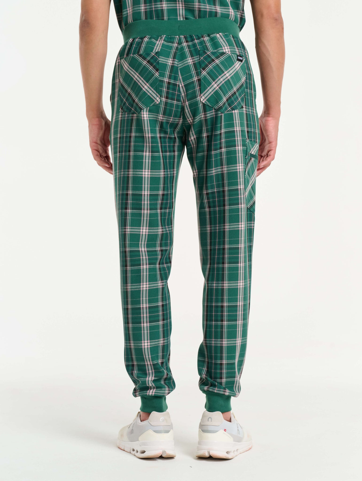 Essential Jogger Scrub Pants - Pink & Green Tartan