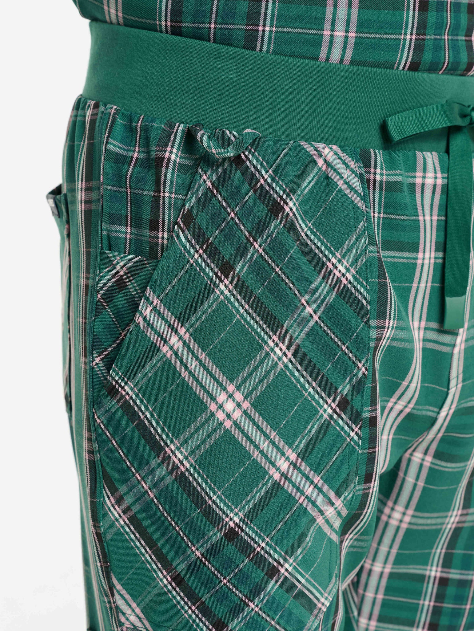 Essential Multi-Pocket Scrub Pants - Pink & Green Tartan