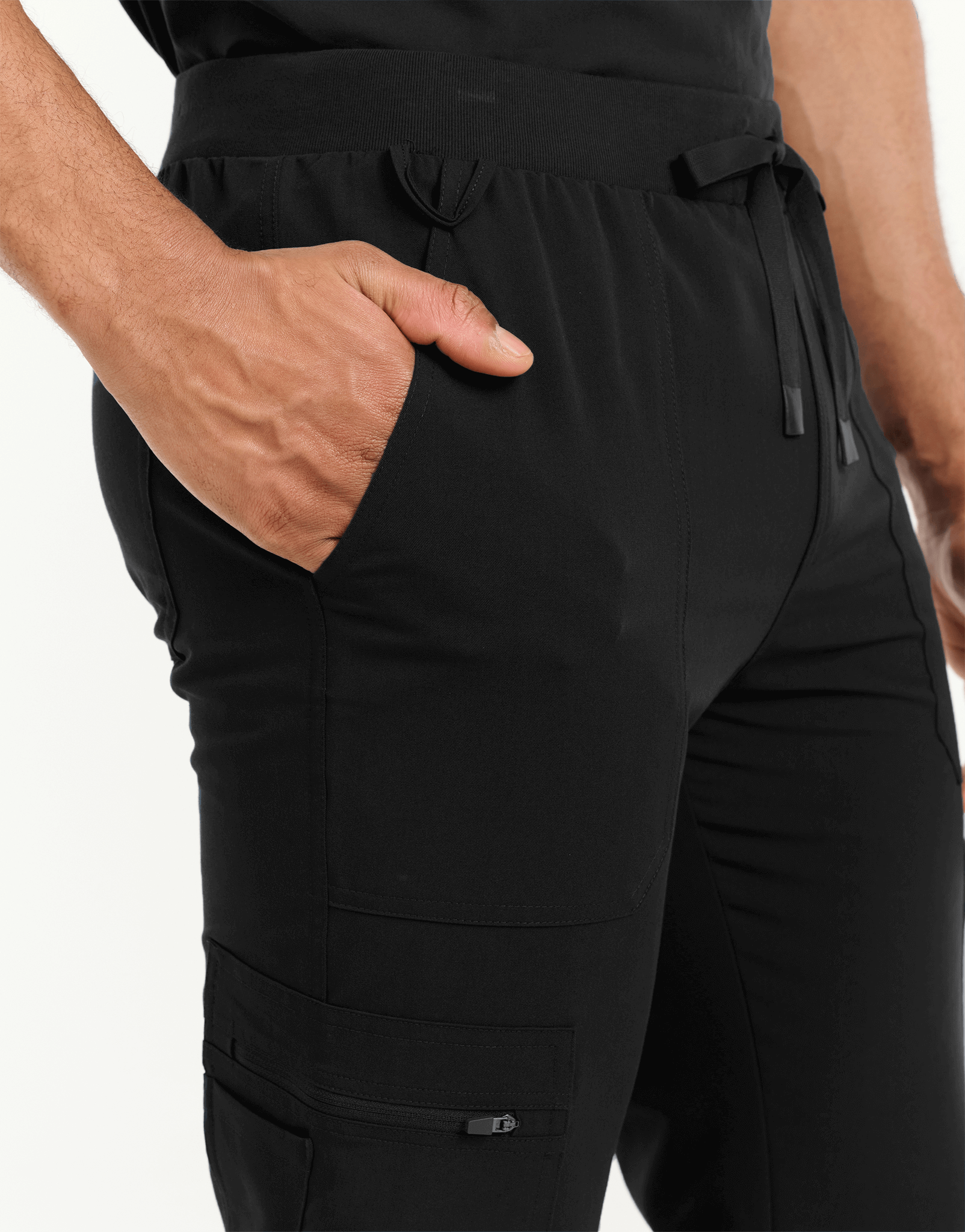 Essential Multi-Pocket Scrub Pants - Black