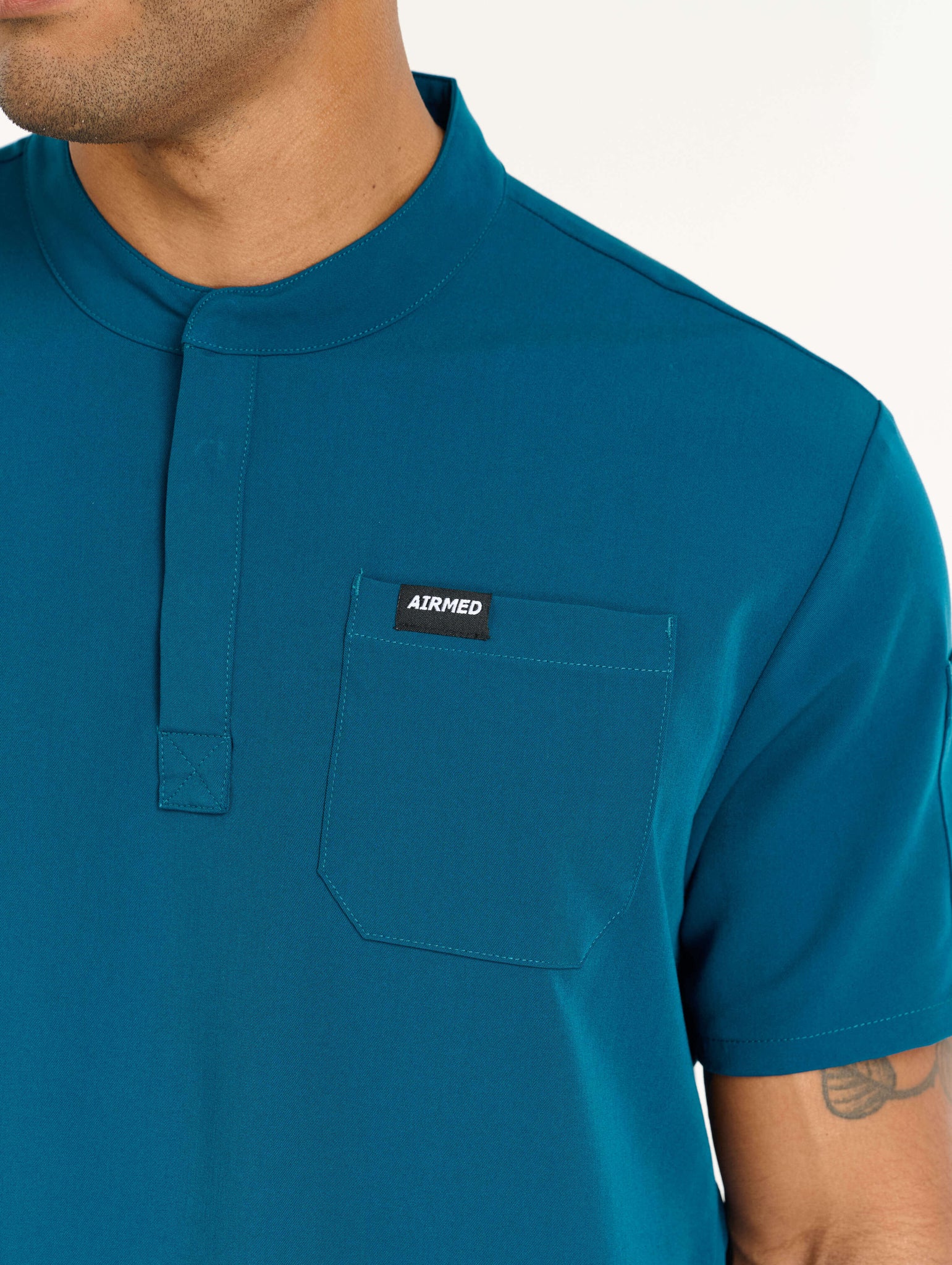 Aspire Mock Neck Scrub Top - Gibraltar Blue