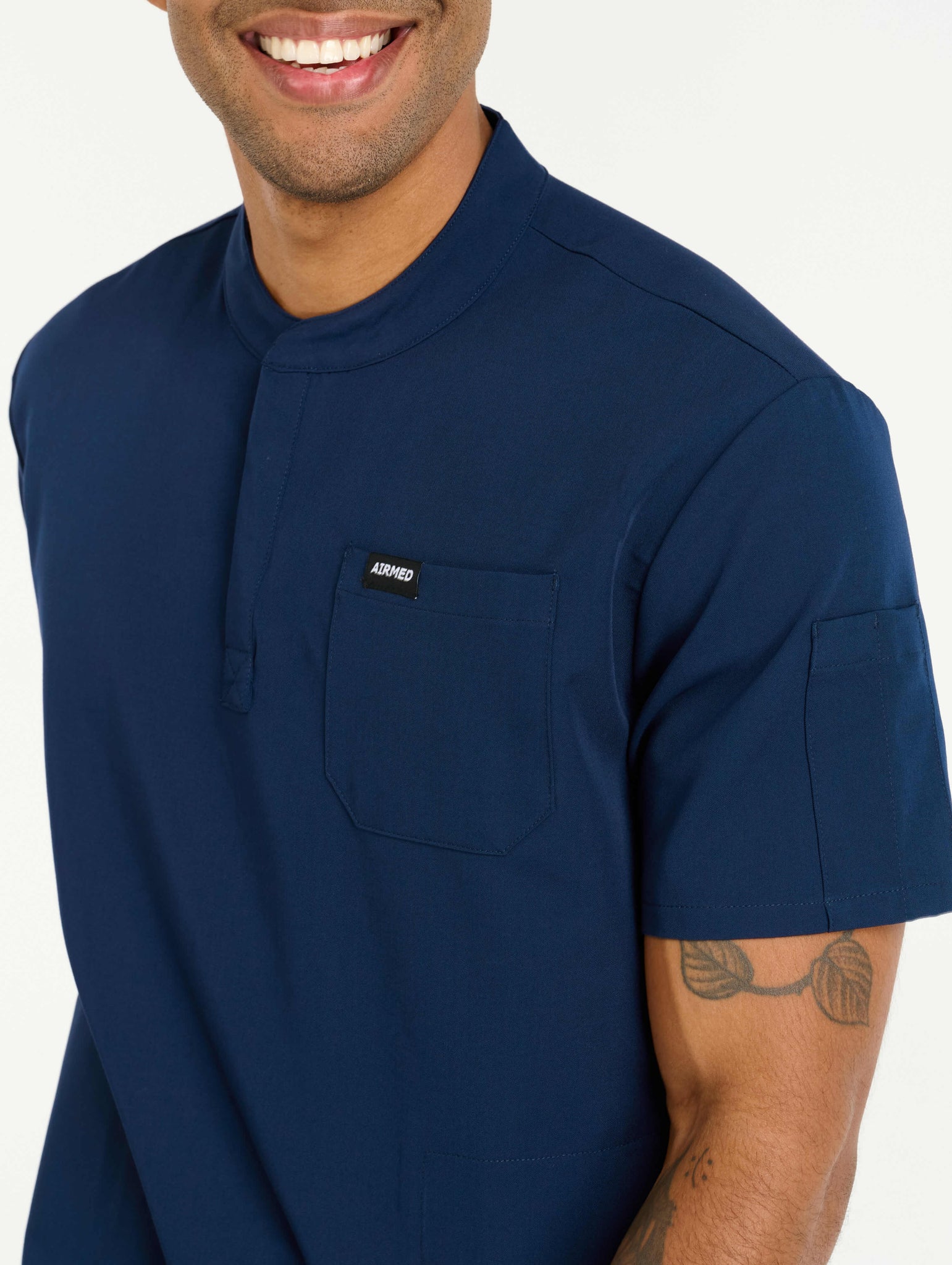 Aspire Mock Neck Scrub Top - True Navy