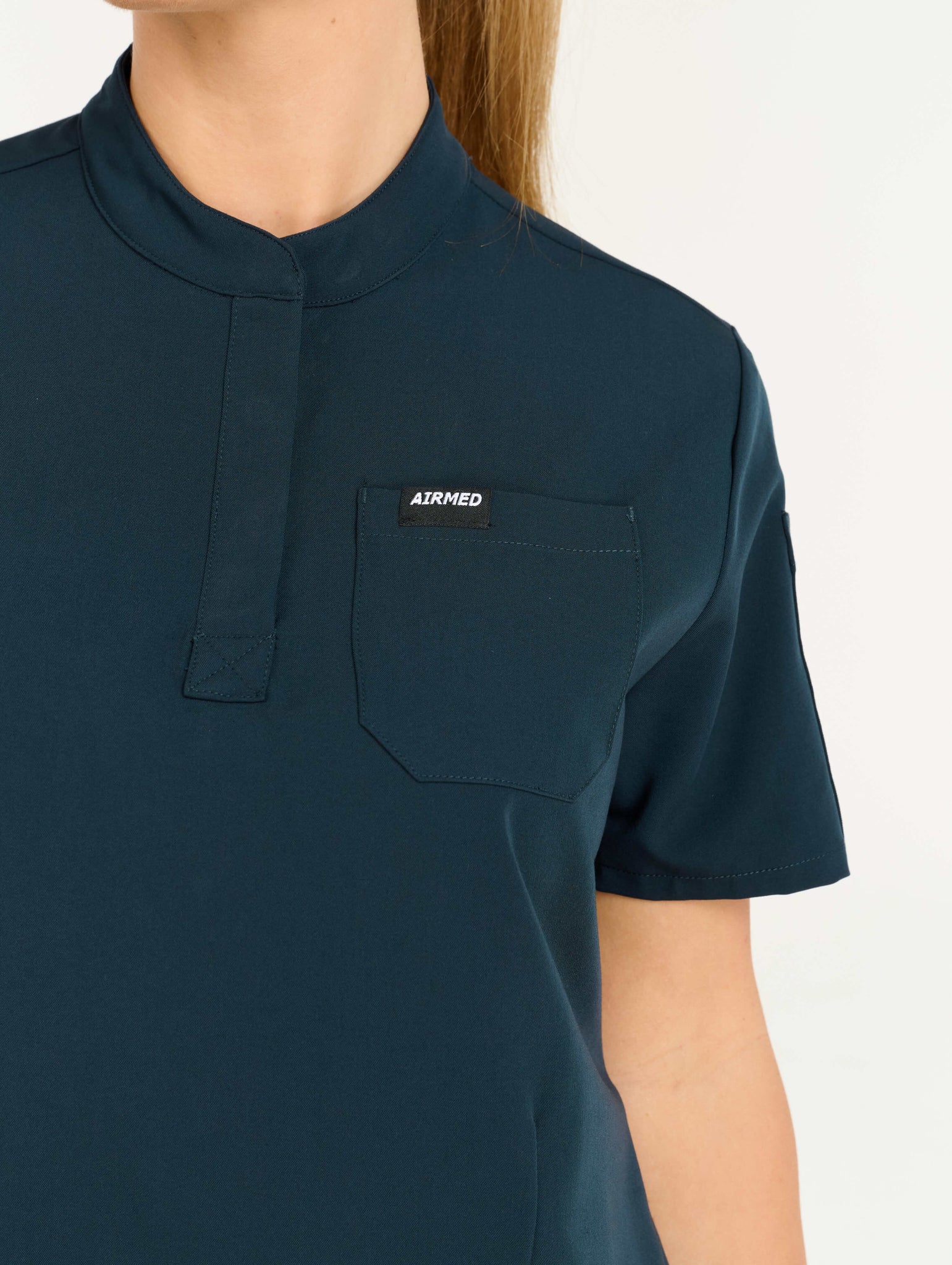 Aspire Mock Neck Scrub Top - Midnight Navy