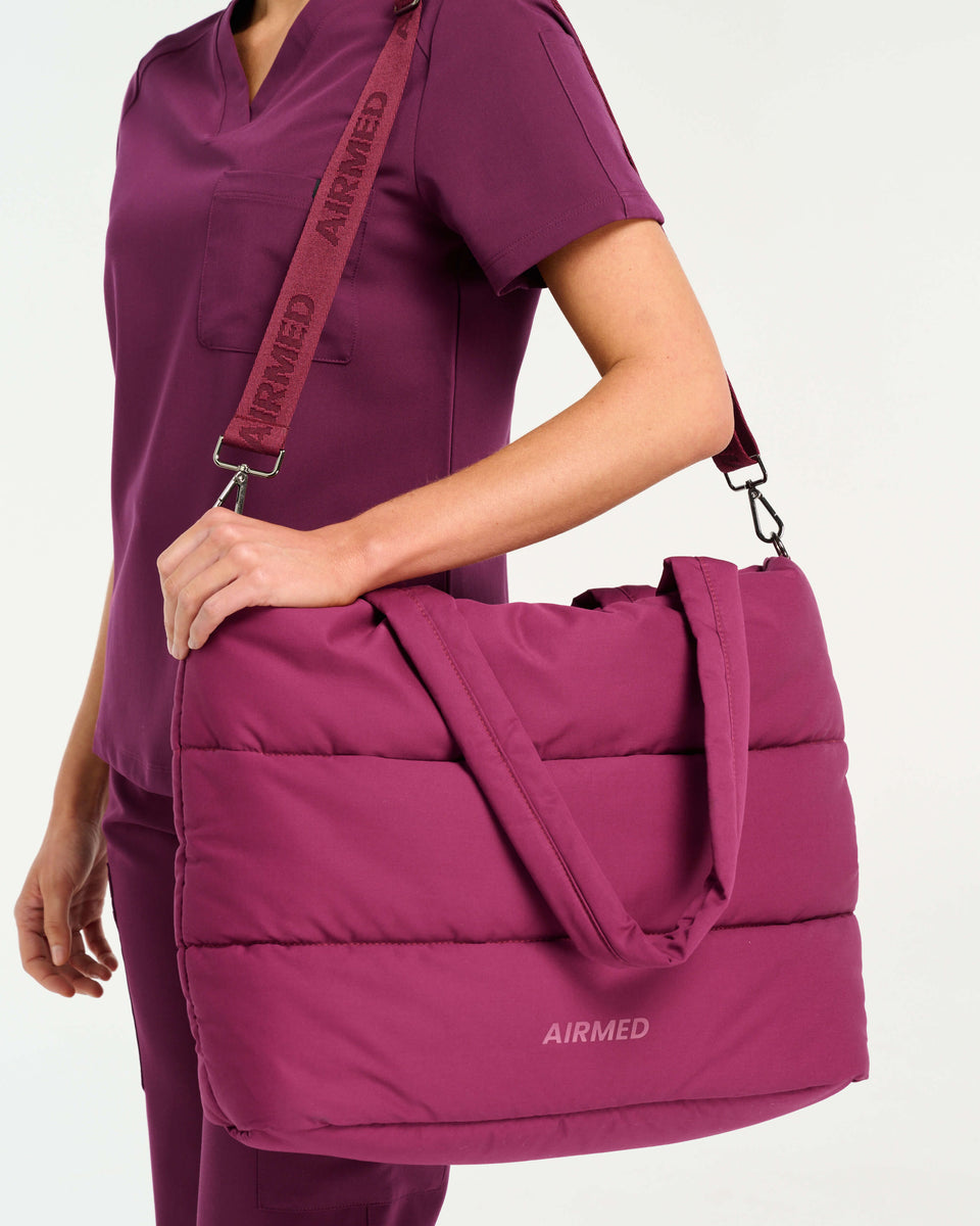 Puffer Tote Bag in Merlot | Airmed Scrubs Healthcare Apparel