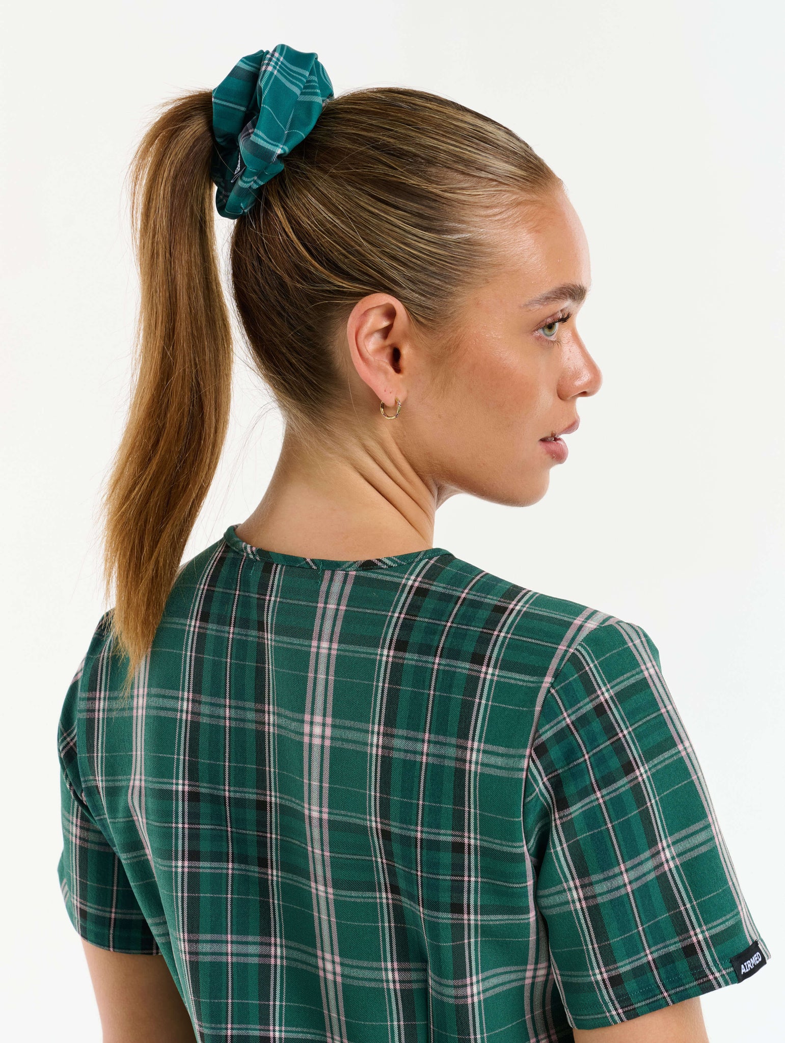 Essential Hair Scrunchie - Pink & Green Tartan