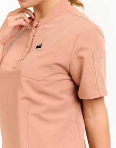 Aspire Mock Neck Scrub Top - Canyon Clay