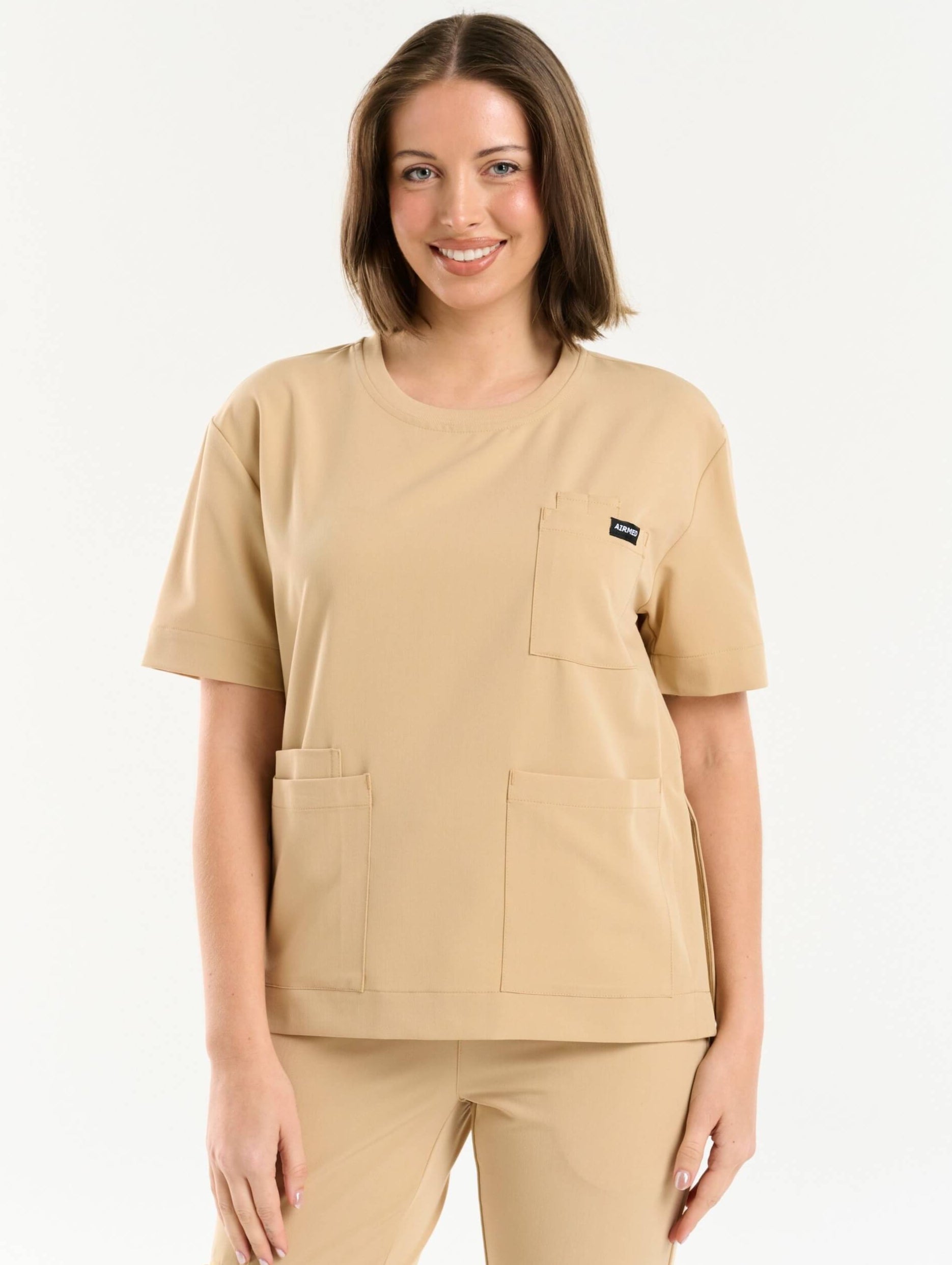 Essential Crewneck Scrub Top - Warm Sand