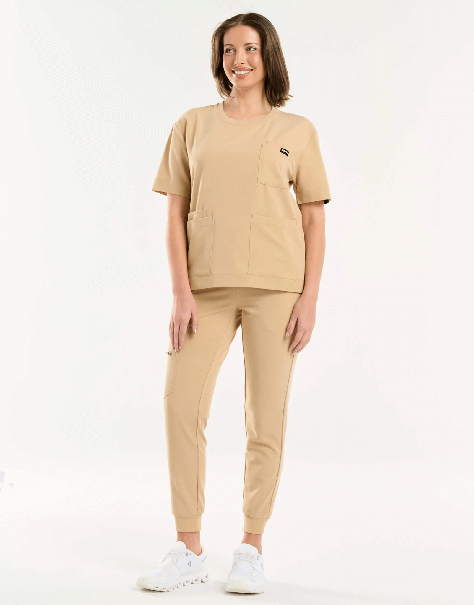 Essential Crewneck Scrub Top - Warm Sand
