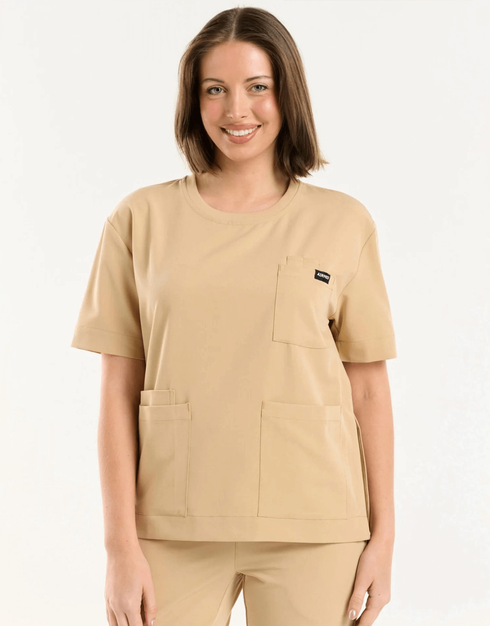 Essential Crewneck Scrub Top - Warm Sand