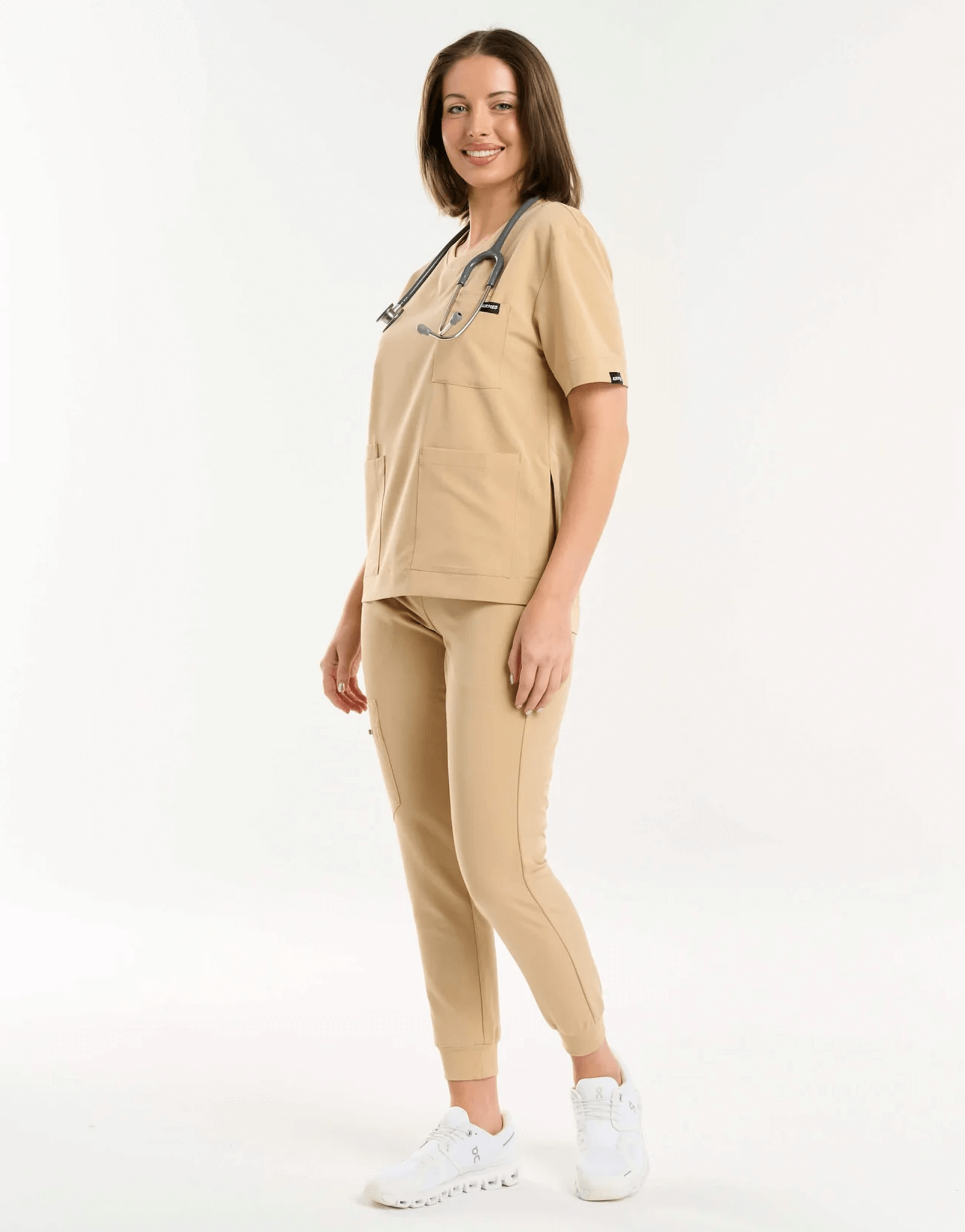 Essential Crewneck Scrub Top - Warm Sand