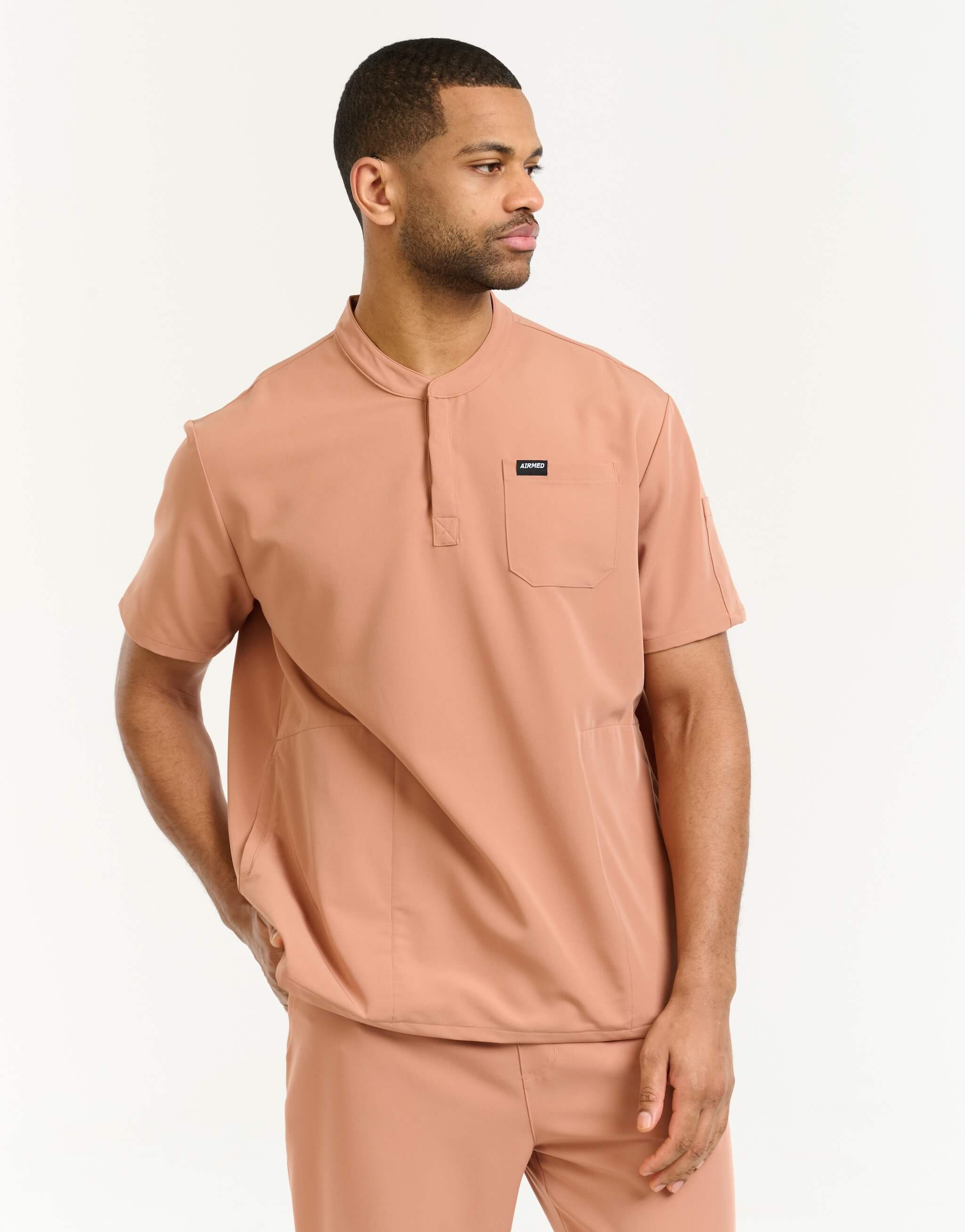 Aspire Mock Neck Scrub Top - Canyon Clay