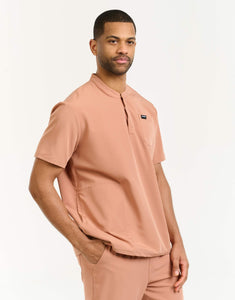 Aspire Mock Neck Scrub Top - Canyon Clay