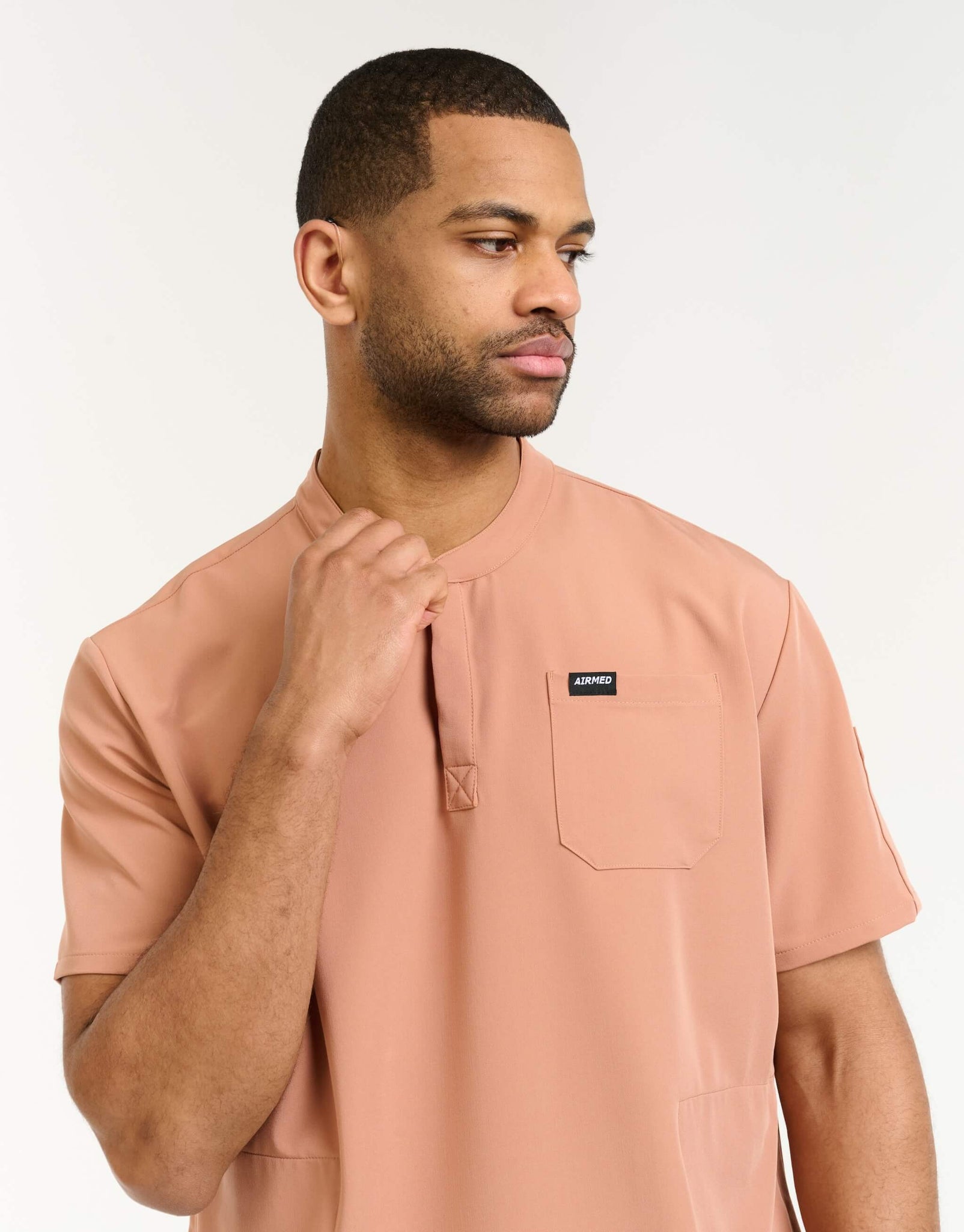 Aspire Mock Neck Scrub Top - Canyon Clay