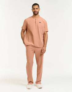 Aspire Mock Neck Scrub Top - Canyon Clay