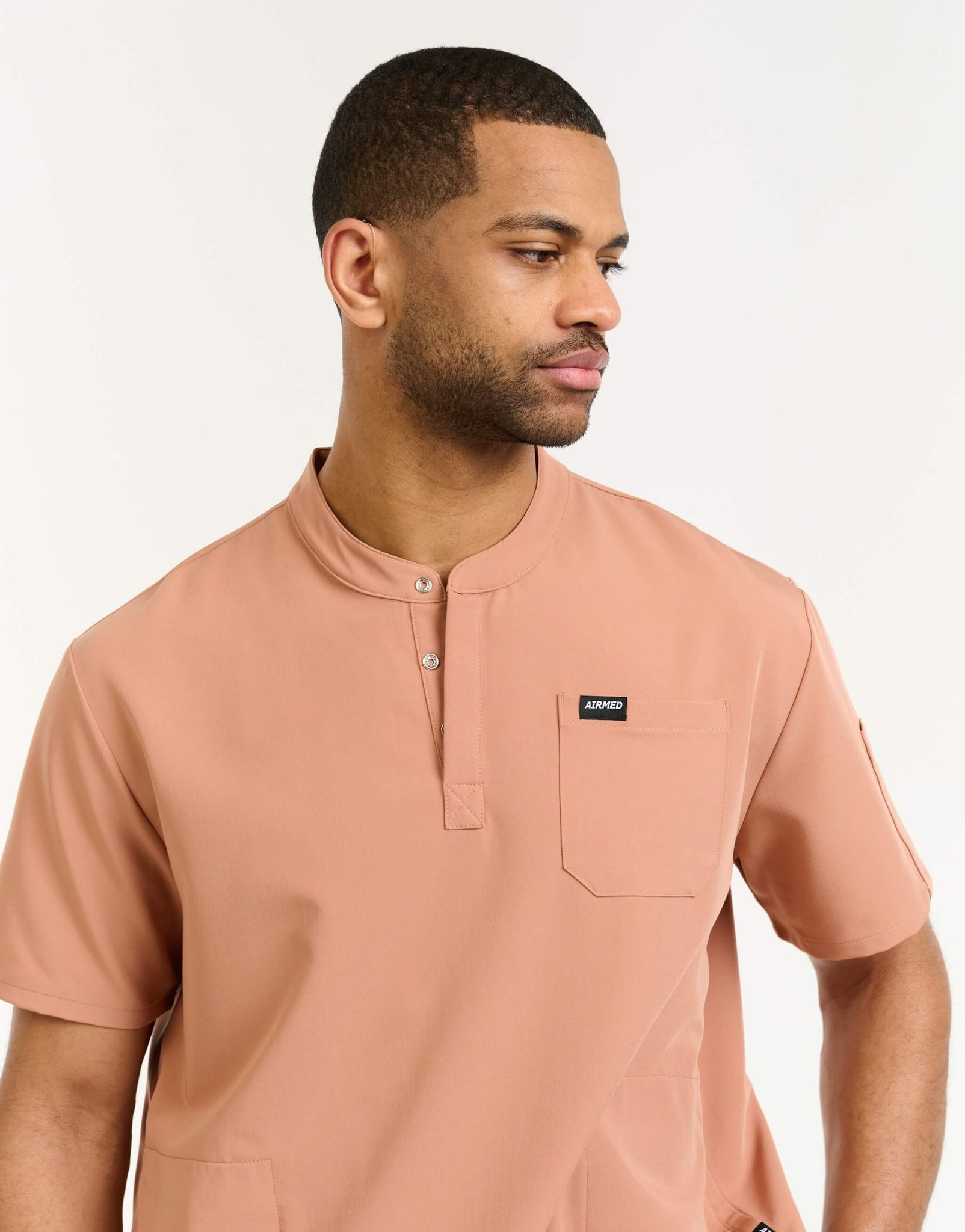 Aspire Mock Neck Scrub Top - Canyon Clay