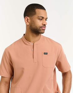 Aspire Mock Neck Scrub Top - Canyon Clay