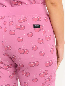 Essential Multi-Pocket Scrub Pants - Cherry Print