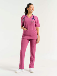 Essential Multi-Pocket Scrub Pants - Red Violet
