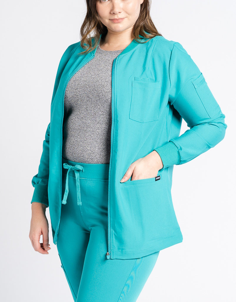 Scrub Jacket Zip Up - Sydney Teal