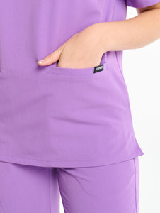 Essential V Neck Scrub Top - Wisteria Purple