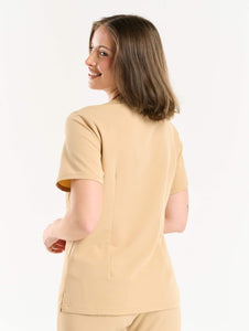 Essential One Pocket V Neck Scrub Top - Warm Sand