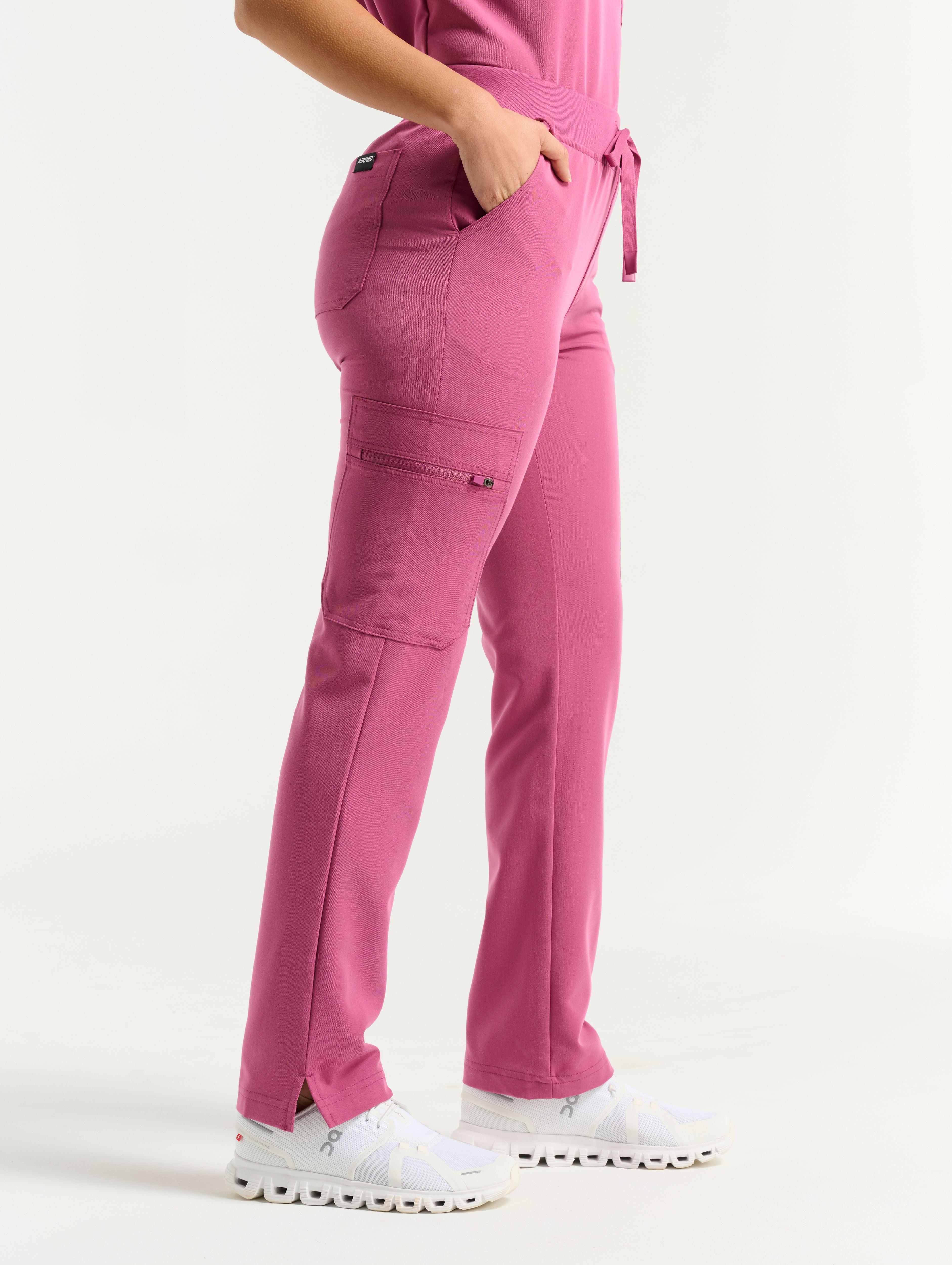 Essential Multi-Pocket Scrub Pants - Red Violet