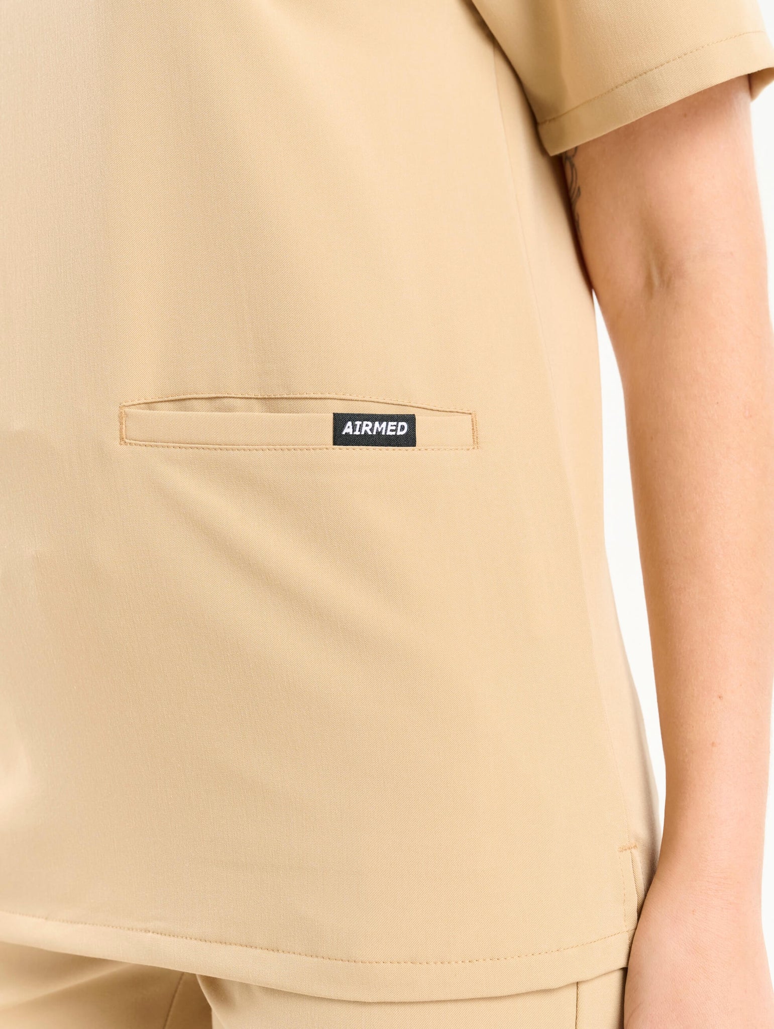 Essential V Neck Scrub Top - Warm Sand