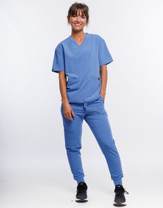 Essential V Neck Scrub Top - Ceil Blue