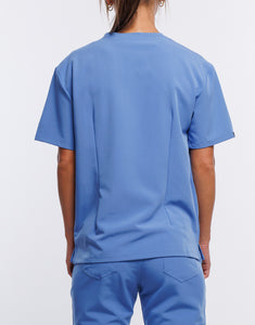 Essential V Neck Scrub Top - Ceil Blue