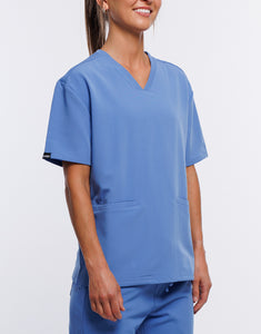 Essential V Neck Scrub Top - Ceil Blue