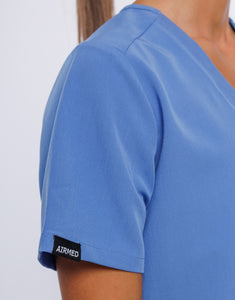 Essential One Pocket V Neck Scrub Top - Ceil Blue