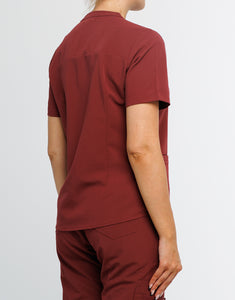 Full Button Scrub Top - Bordeaux