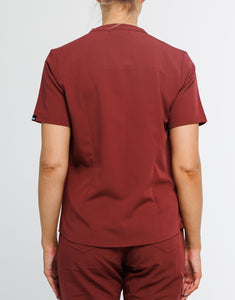 Full Button Scrub Top - Bordeaux