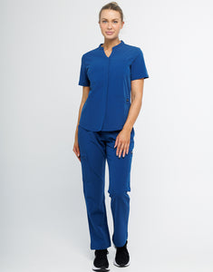 Full Button Scrub Top - Royal Blue