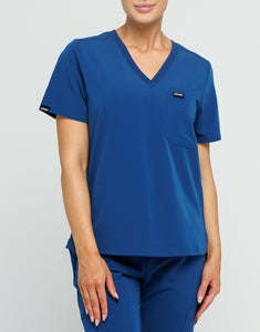 Essential One Pocket V Neck Scrub Top - Royal Blue