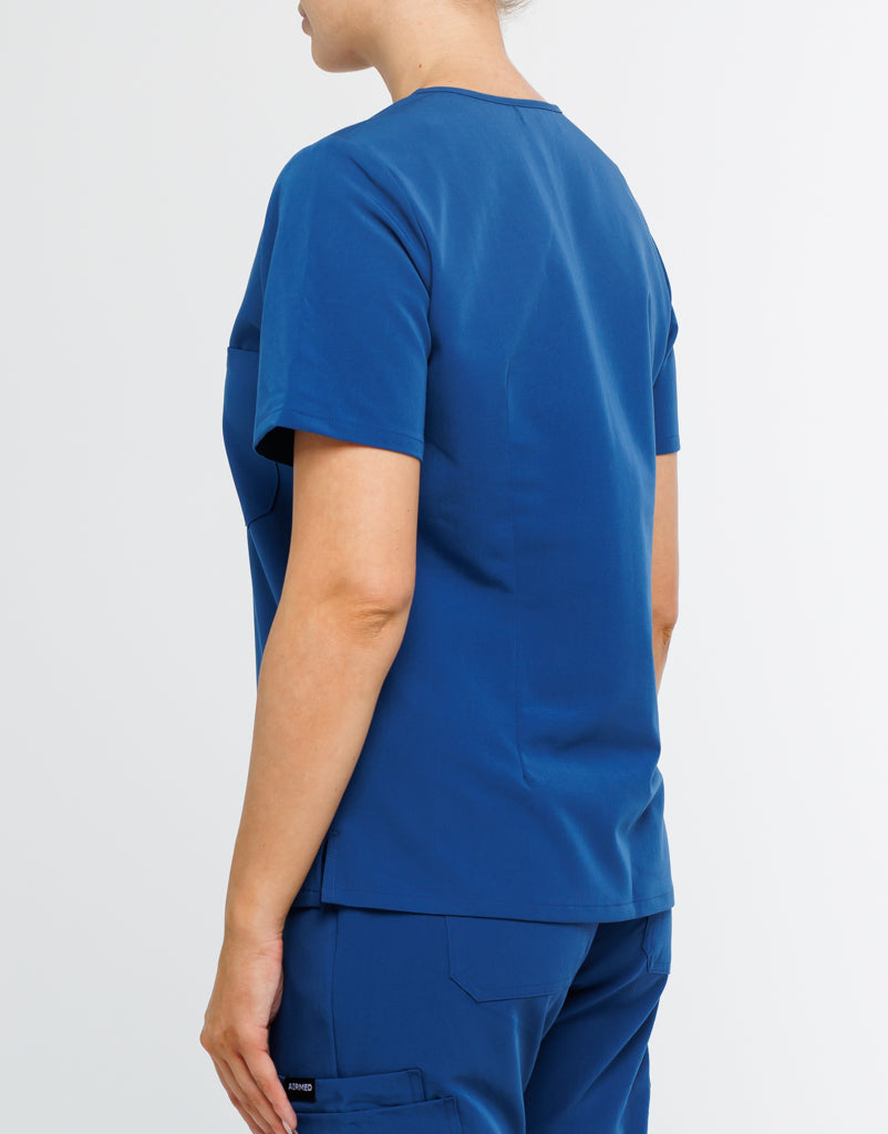 Essential One Pocket V Neck Scrub Top - Royal Blue