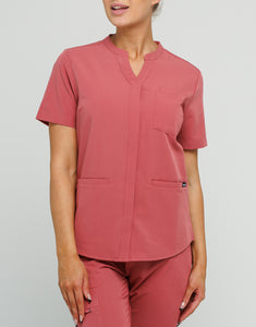 Full Button Scrub Top - Mauvewood