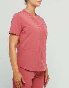 Full Button Scrub Top - Mauvewood