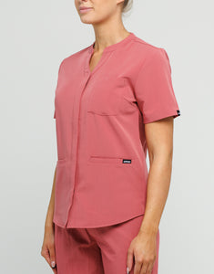 Full Button Scrub Top - Mauvewood