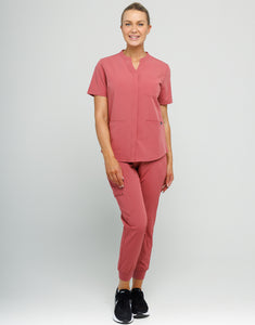 Full Button Scrub Top - Mauvewood